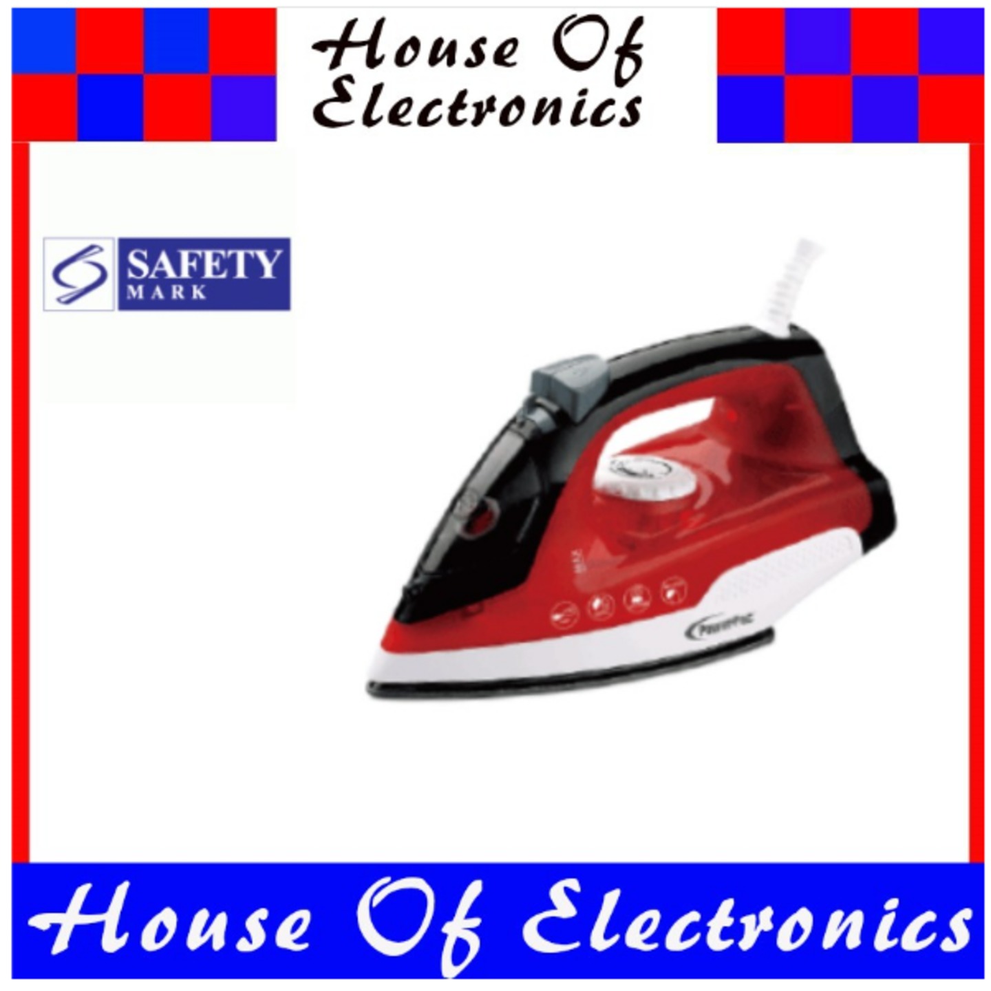 Powerpac PPIN1400 Pro Steam Iron with Non-Stick Soleplate 