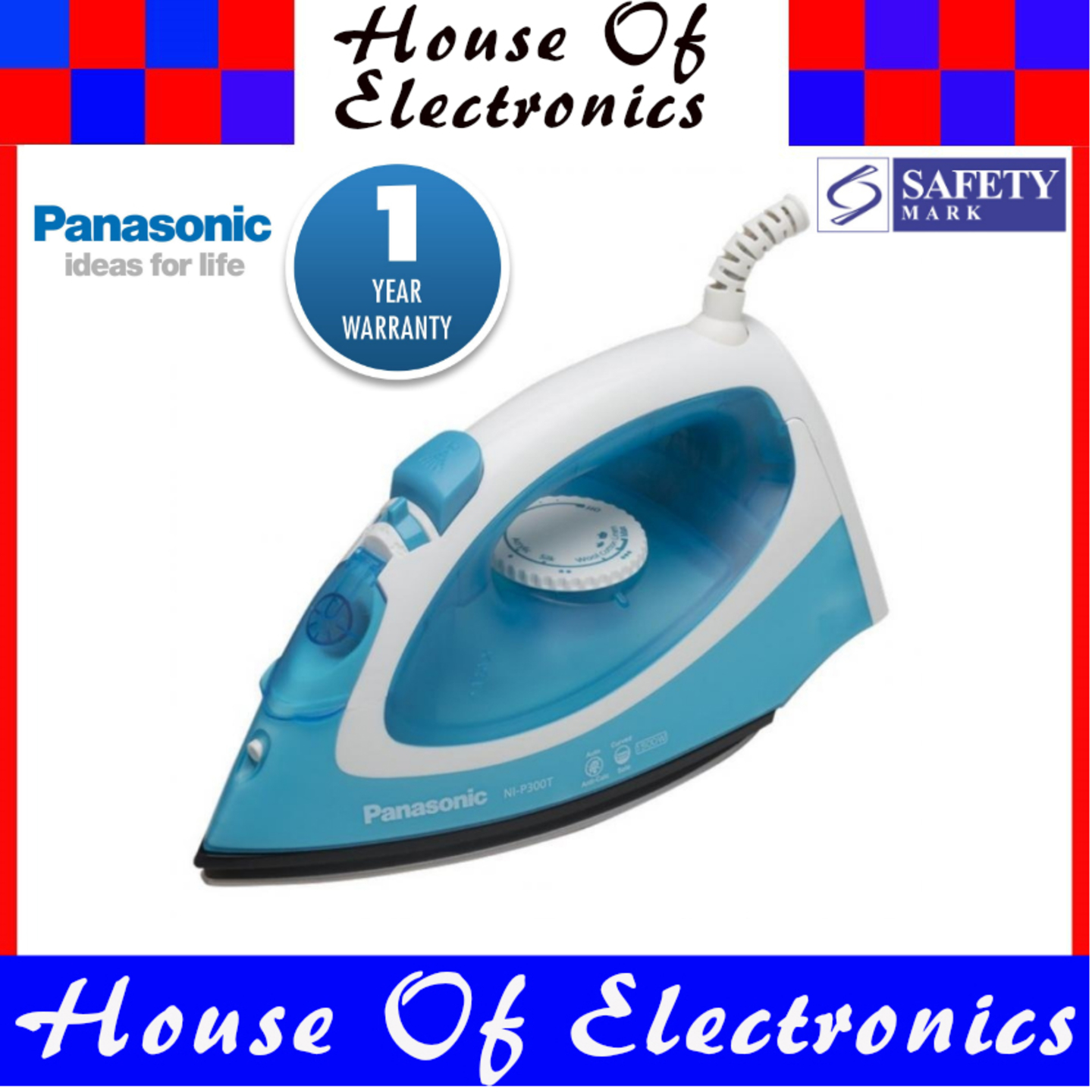 Panasonic NI-P300T Steam Circulating Iron with Curved Blue/Pink