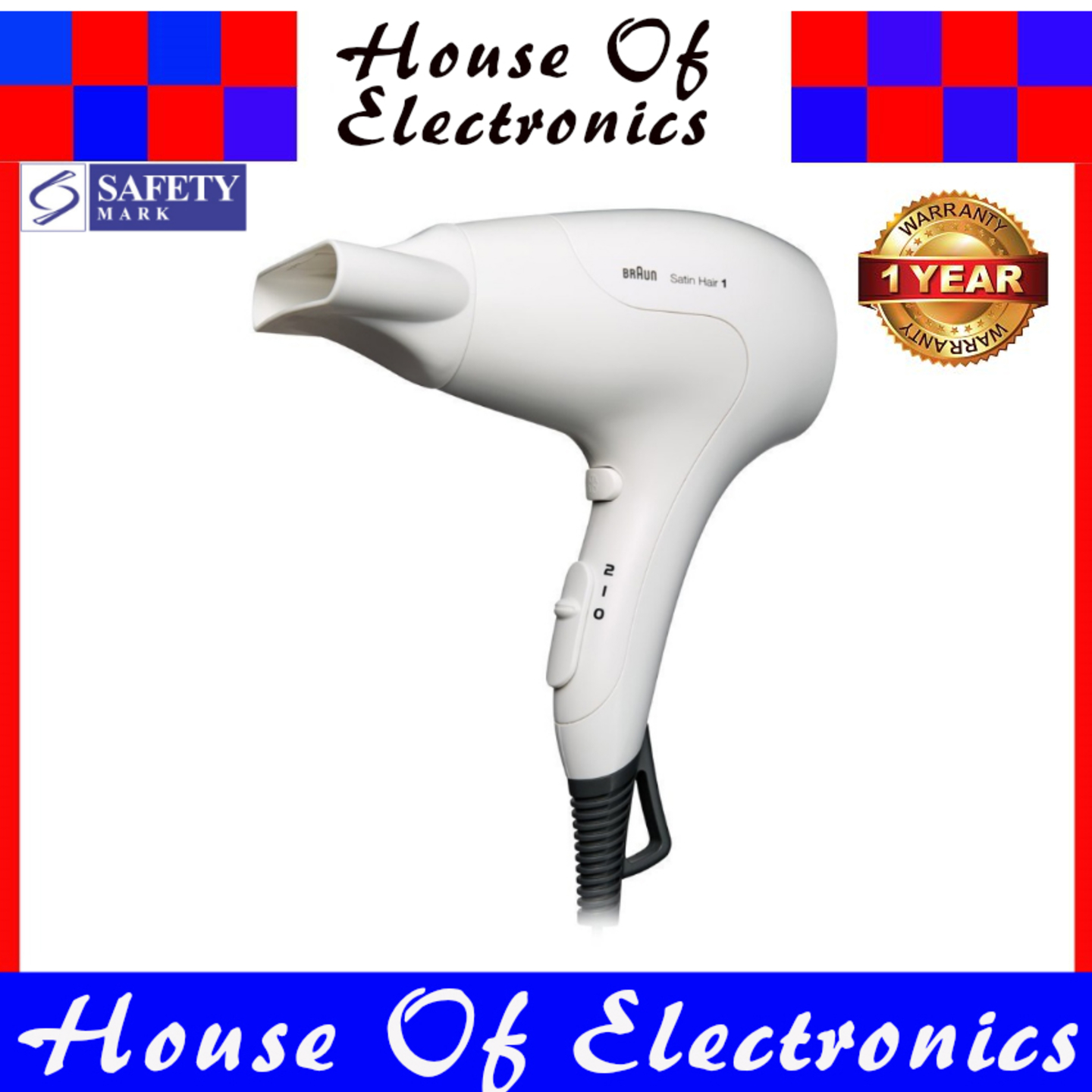 Braun 1800W Satin Hair Dryer HD180(White)