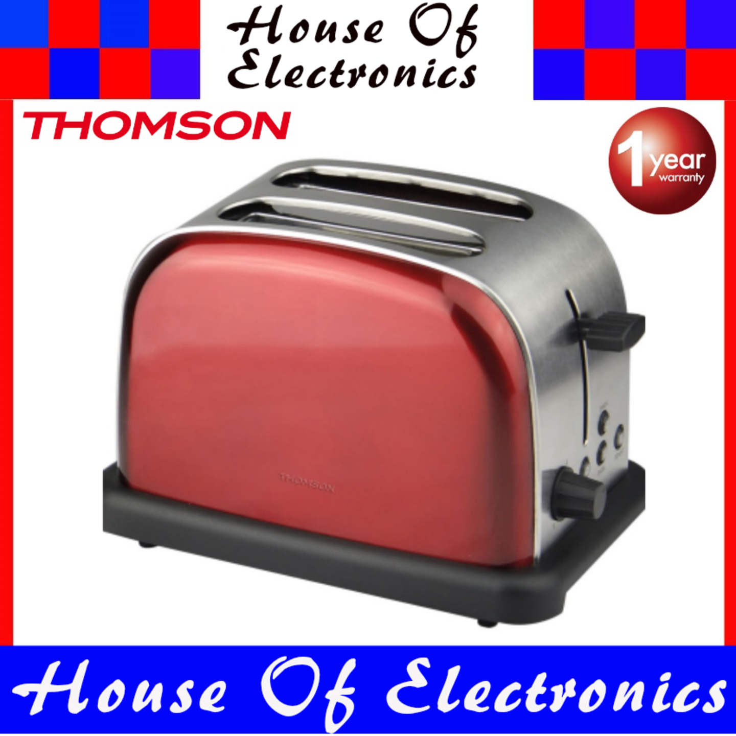 Thomson TM-SST004R Retro 2 Slice Toaster (Red)