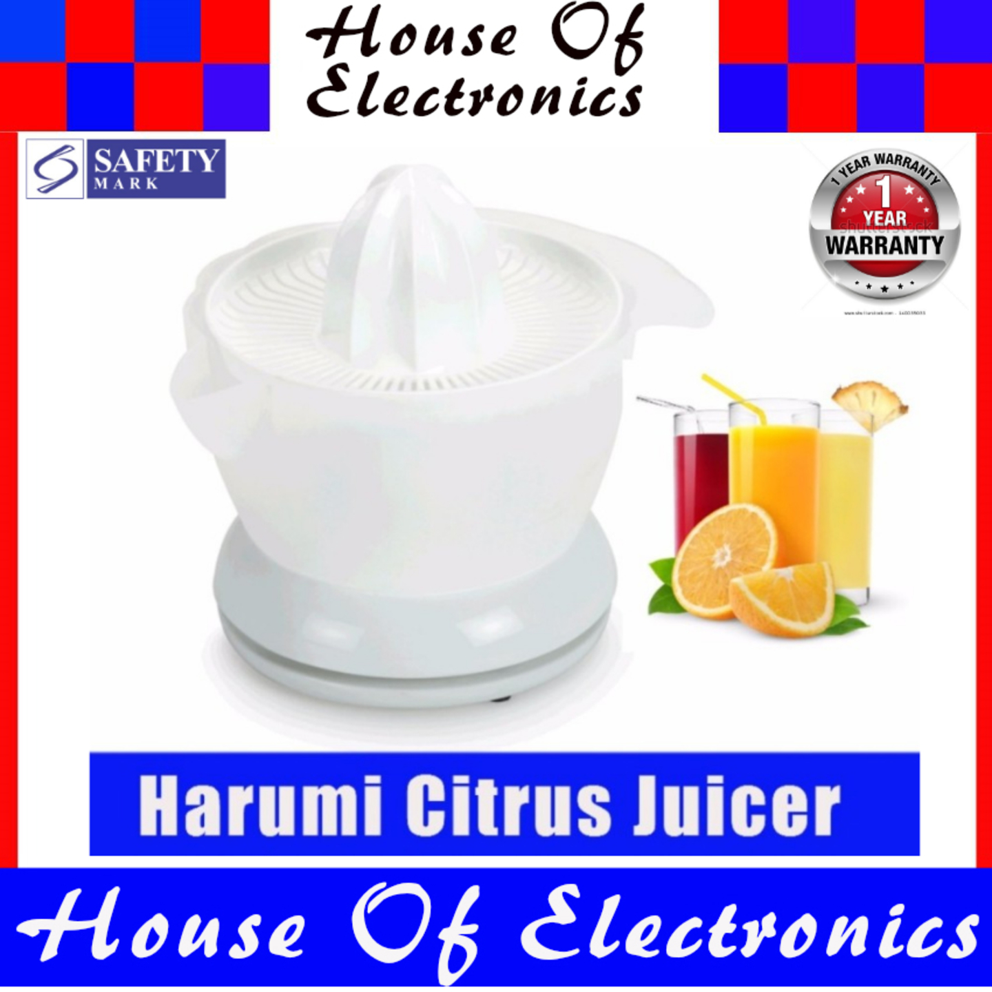 Harumi HCJ-28 Citrus Juicer. 1Litre Capacity. Squeeze juice with ease. 1 year Warranty.