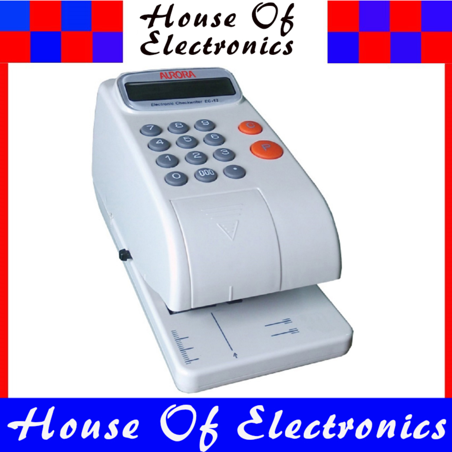 Aurora EC-12 Cheque Writer. Security embossed printing. 1 Year Warranty.