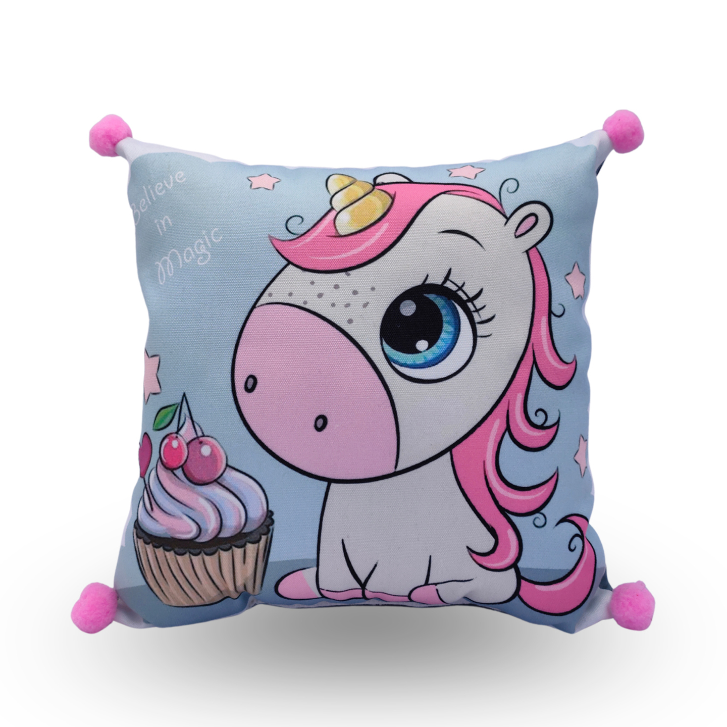 Square Shape Digital printed Canvas Kids and New Born Baby Girl Soft Sleeping Pillow for playing in Home 35 x 35 Centimetres 0-3 Years Multicolored