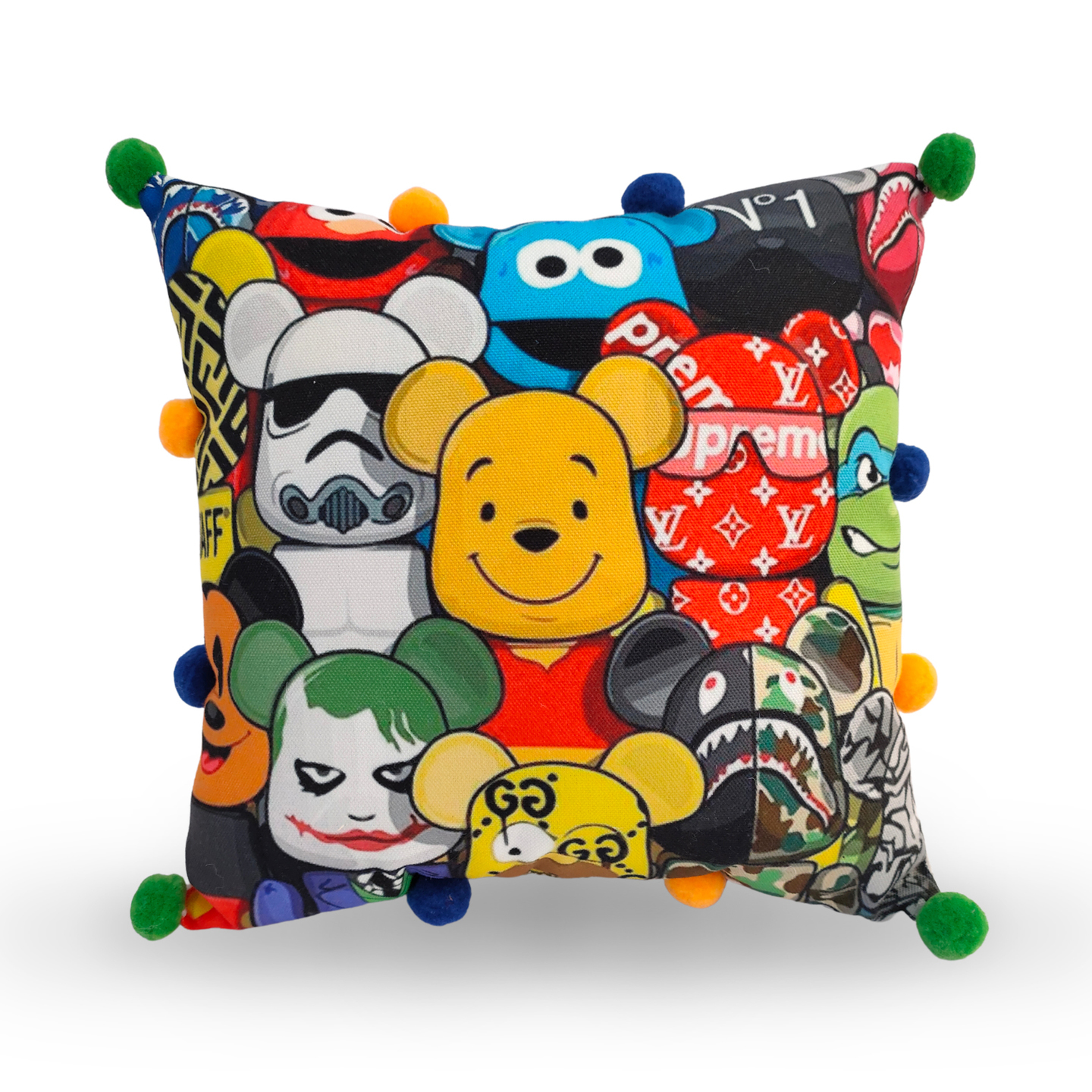 Myneev Square Digital printed Canvas Kids and New Born Baby Soft Sleeping Pillow for playing in Home 27 x 27 Centimetres 0-3 Years Multicolored