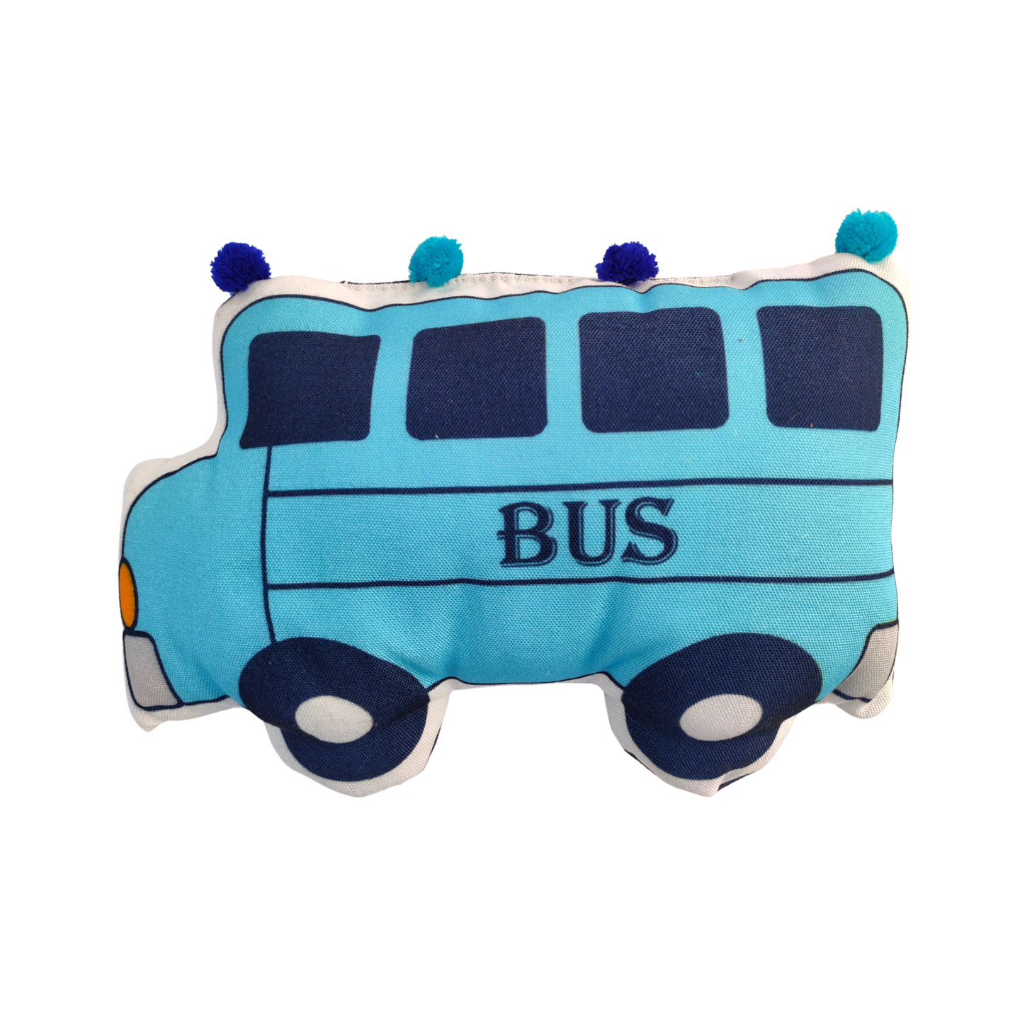 Digital printed  Bus Shape Canvas Kids and New Born Baby Soft Sleeping Pillow for playing in Home 30 x 30 Centimetres 0-3 Years Multicolored