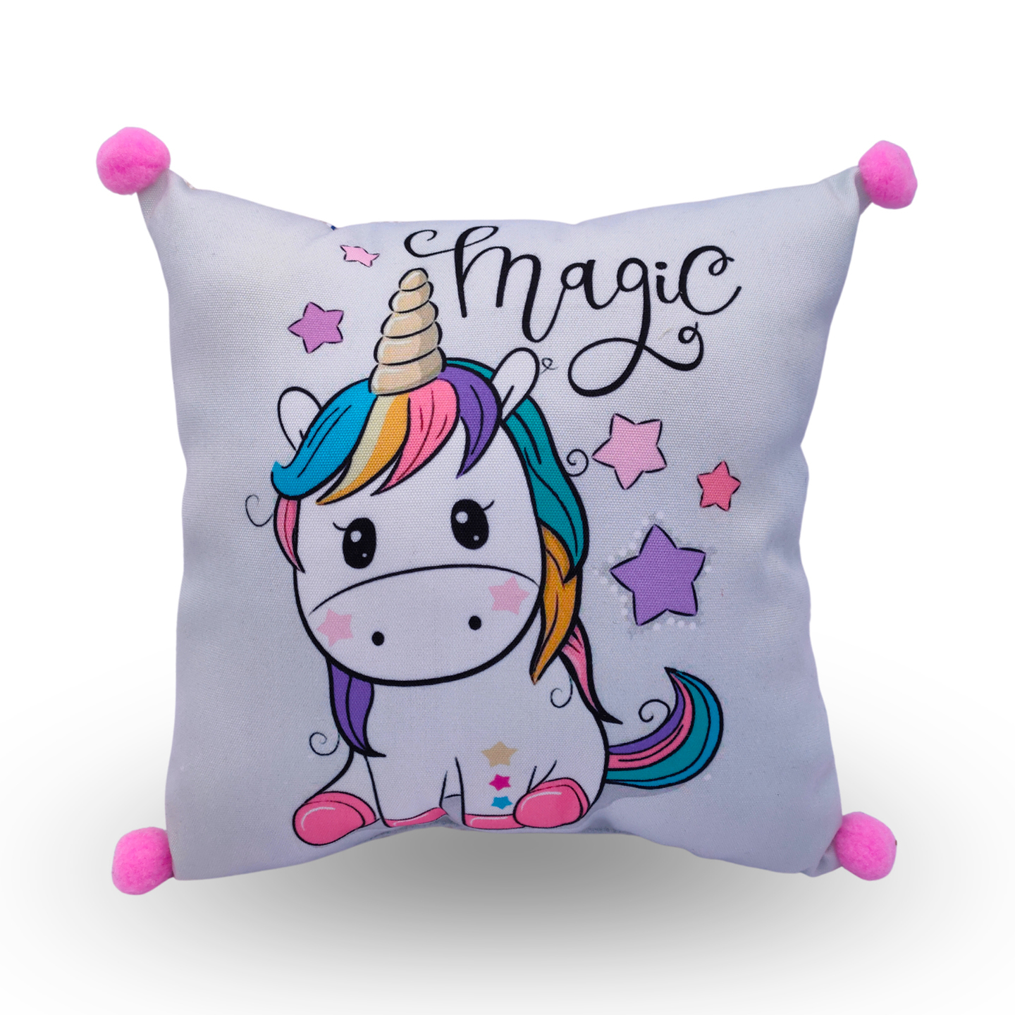 Digital printed  Square Shape Canvas Kids and New Born Baby Girl Soft Sleeping Pillow for playing in Home 30 x 30 Centimetres 0-3 Years Multicolored