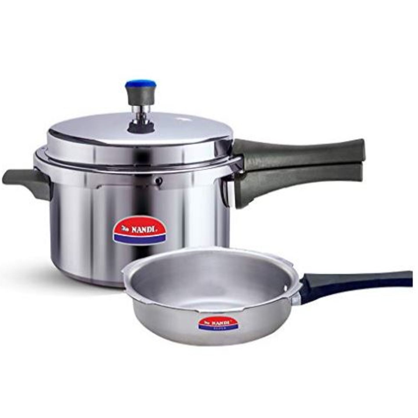 Nandi Outer Lid Combo Pack Aluminium Pressure Cooker 3 L + 1.4 L Pan