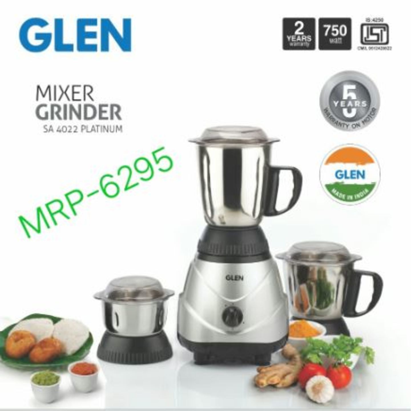 Glen Mixer Grinder 4022 750w 3 jars