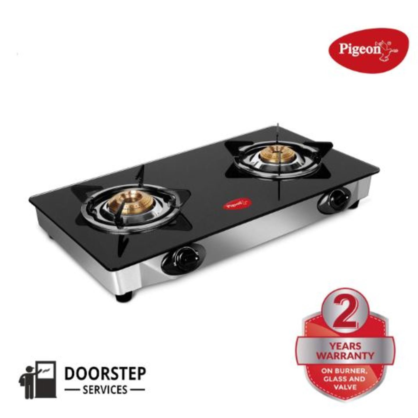 Pigeon Glass Top Black 2 Burner Gas Stove special