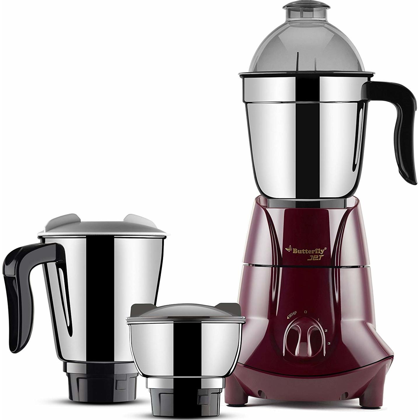 Butterfly Jet 750-Watt Mixer Grinder with 3 Jars Cherry