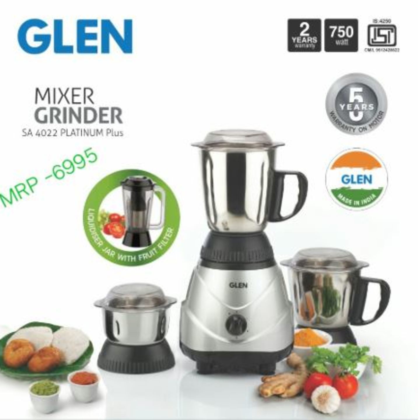 Glen Mixer Grinder 4022 750w 4jars