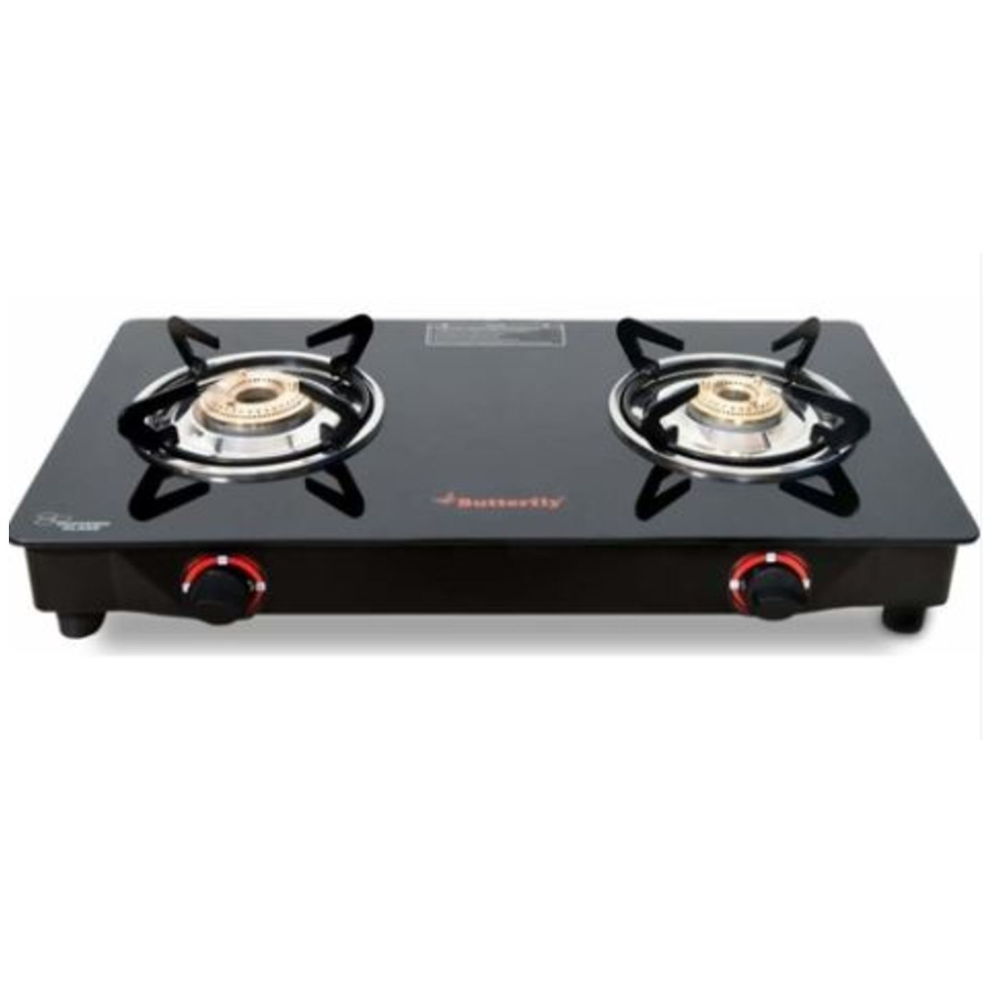 Butterfly duo Glass 2 Burner Gas Stove, Black free 3 ltrs cooker free