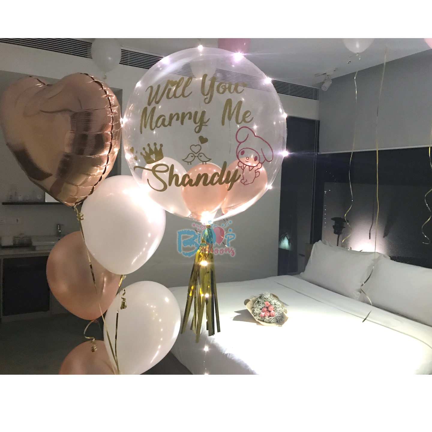 Personalised 24'' Balloons with Stuffed Mini Balloon and Tassel