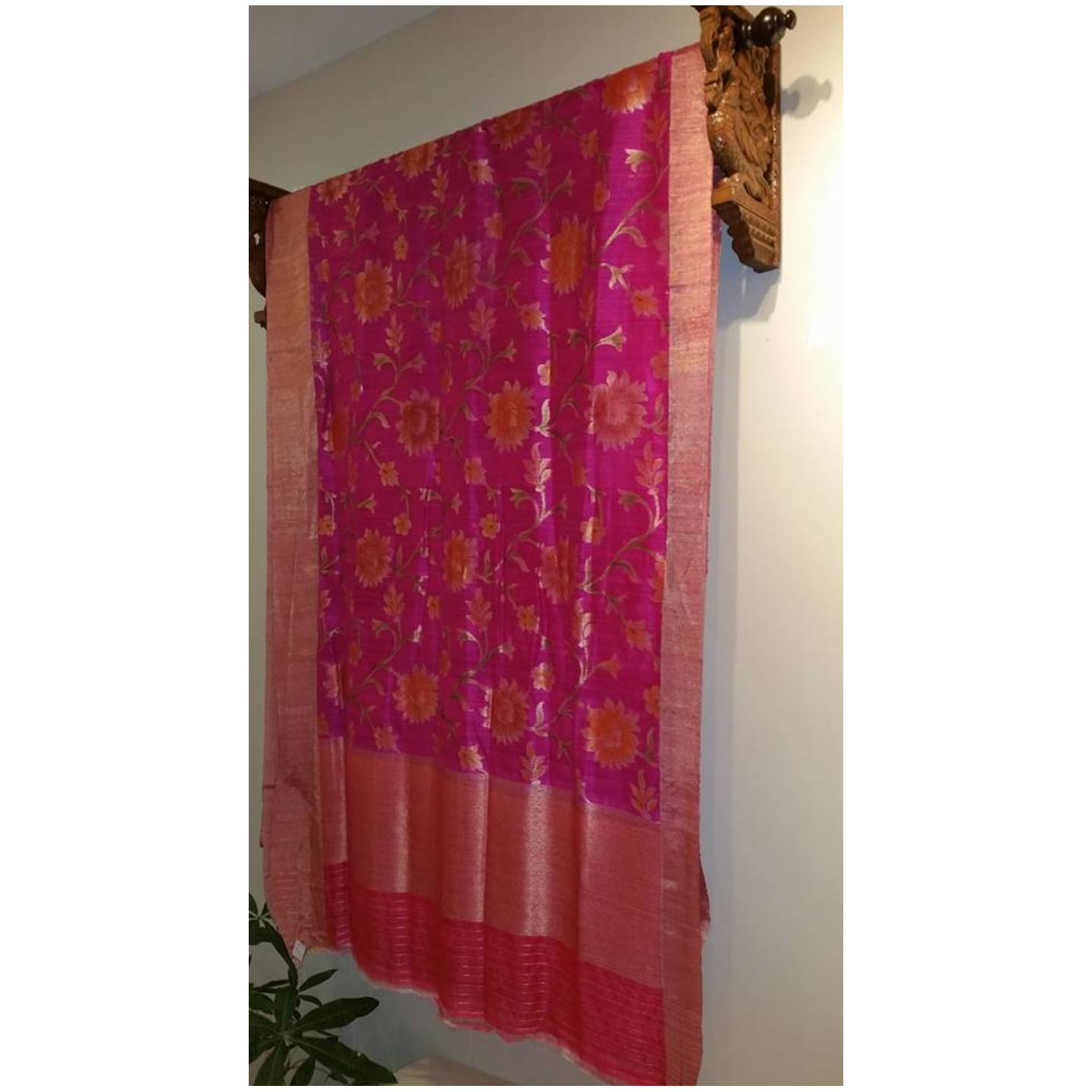 Rich Rani Pink Banarasi Silk Saree.