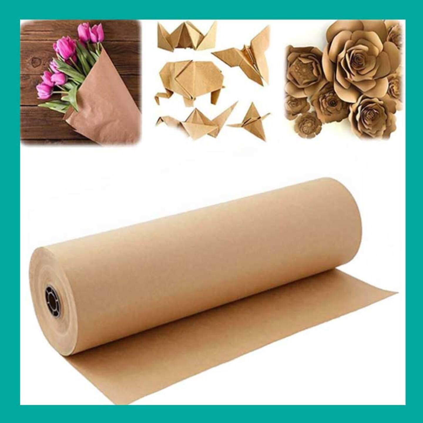 Kraft Paper Roll - Jumbo Packing Paper, 50M Long Brown Kraft Paper Roll, for Craft, Gift Wrapping, Packing, Shipping