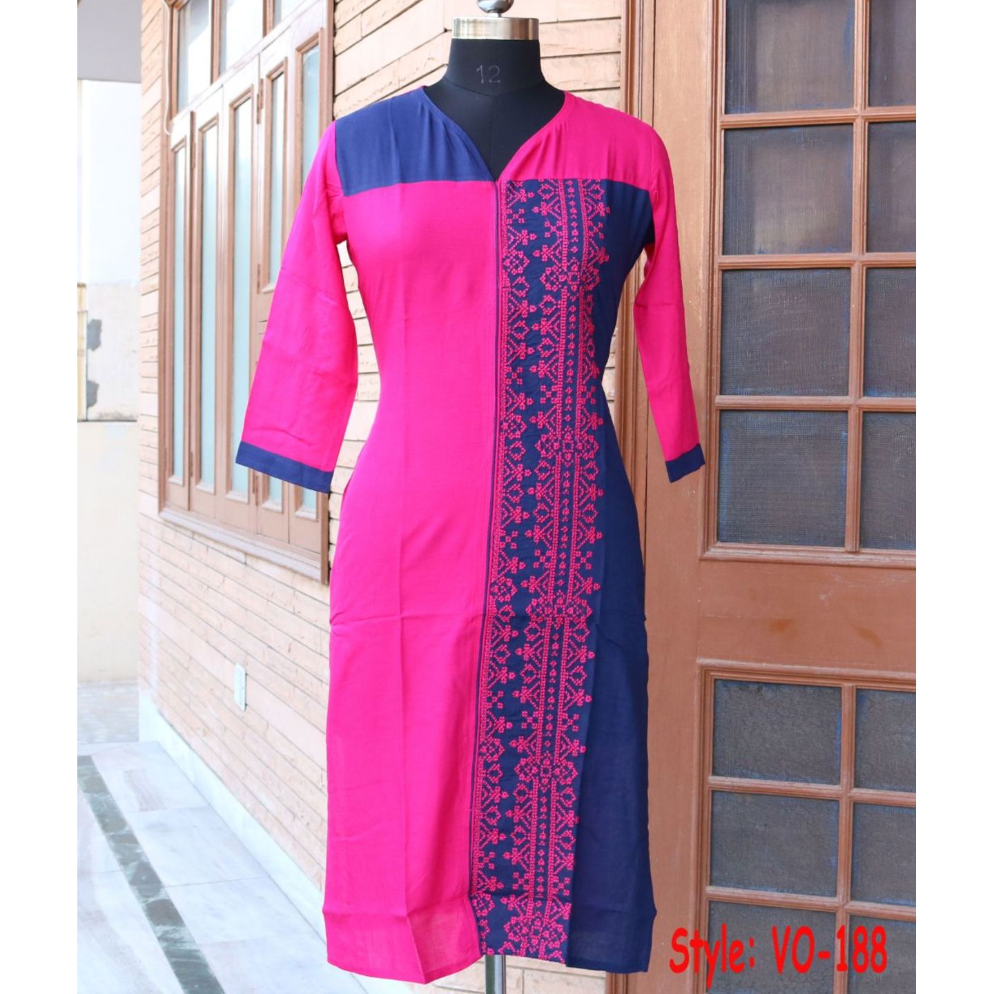 Rayon embroidered kurti