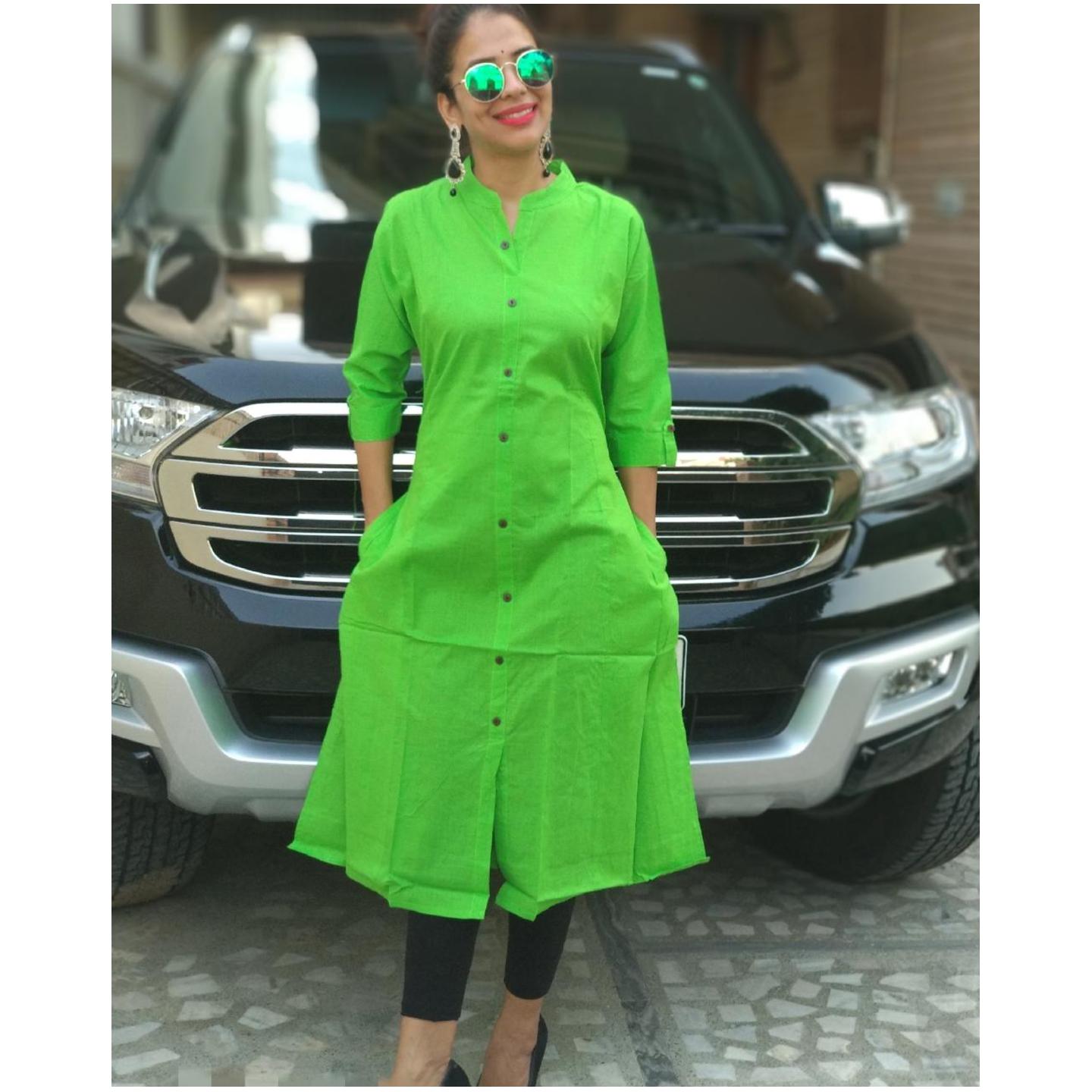 Green cotton kurti