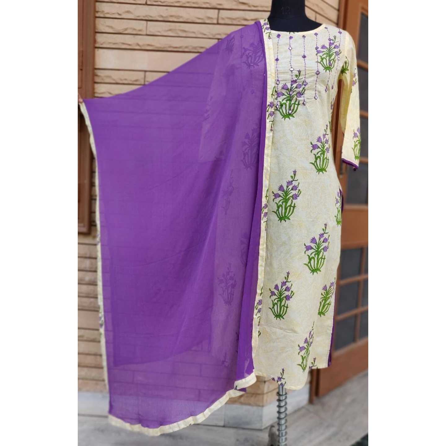 Cotton Printed Kurti Pant With Dupatta