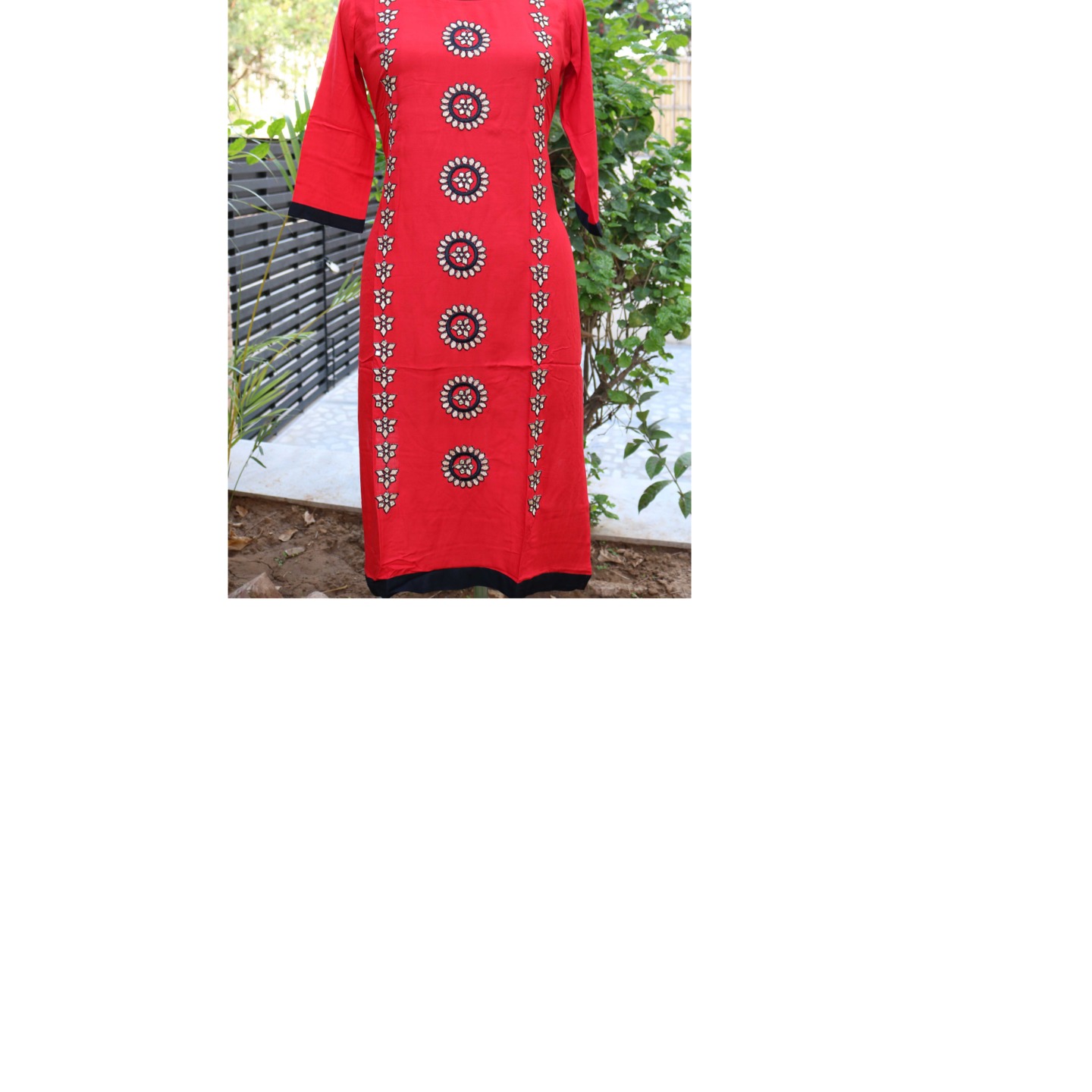 Red embroidered kurta