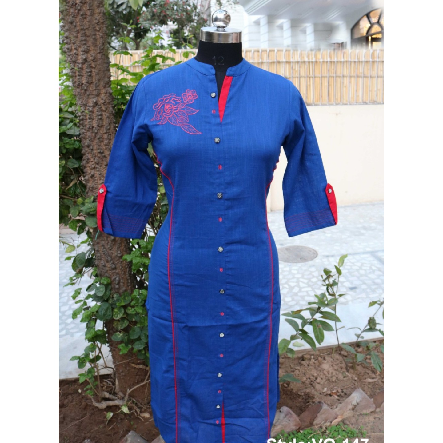 Blue embroidered kurti