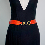 Vintage "MM" Red Leather Gold Chain Belt