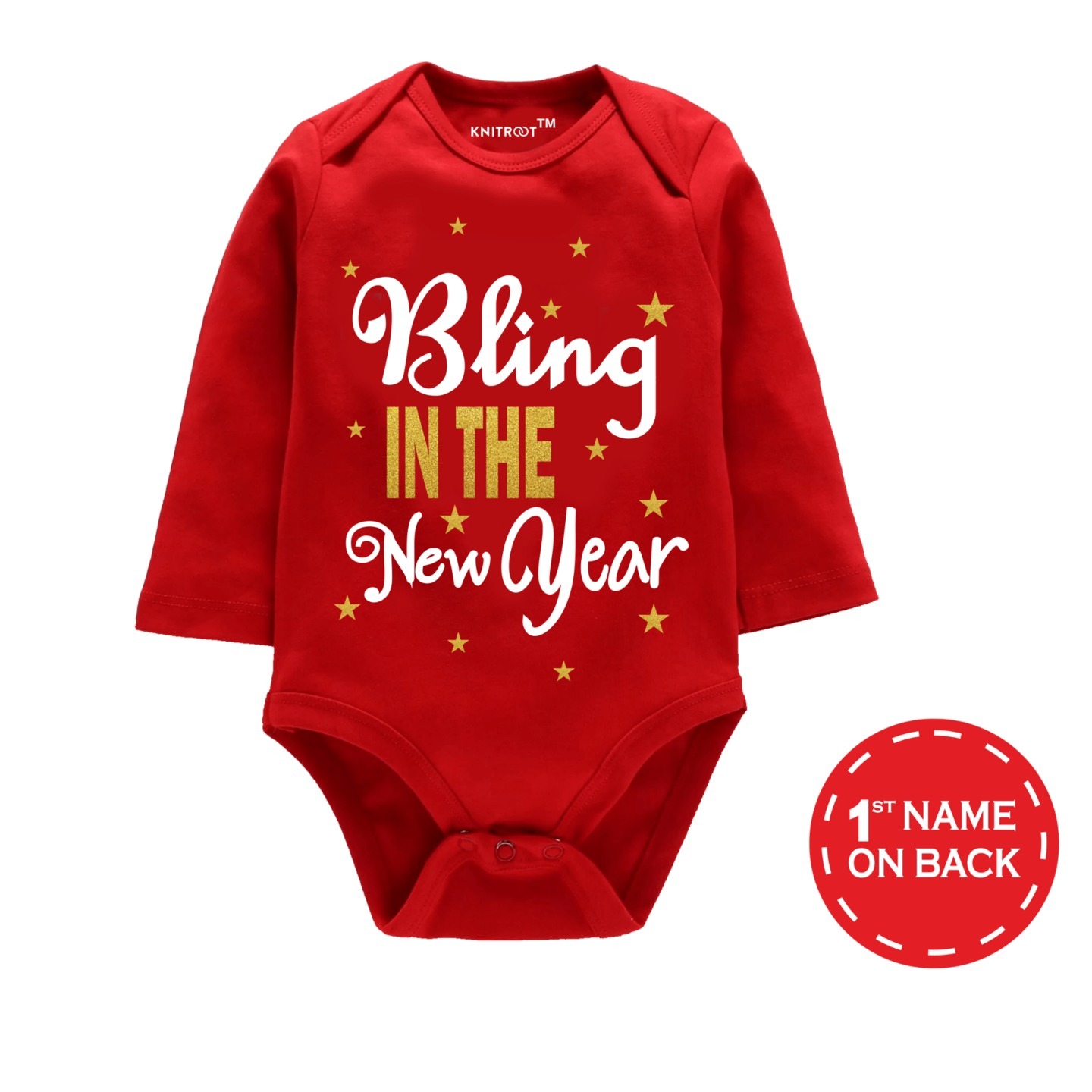 New Year Special Bling In The New Year Glitter Gold Print Baby Romper