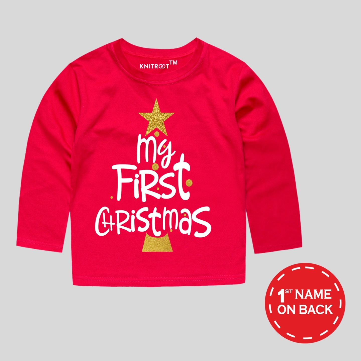 Christmas Special My First Christmas Glitter Gold Print Kids T-Shirts