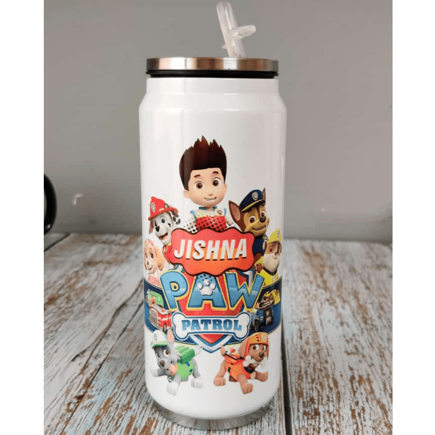 Personalised Sipper Tin Bottle - Paw Patrol