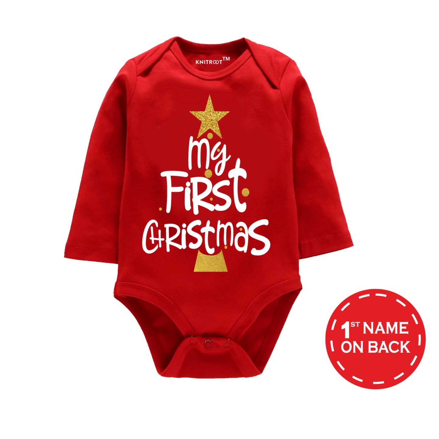 Christmas Special My First Christmas Glitter Gold Print Baby Romper
