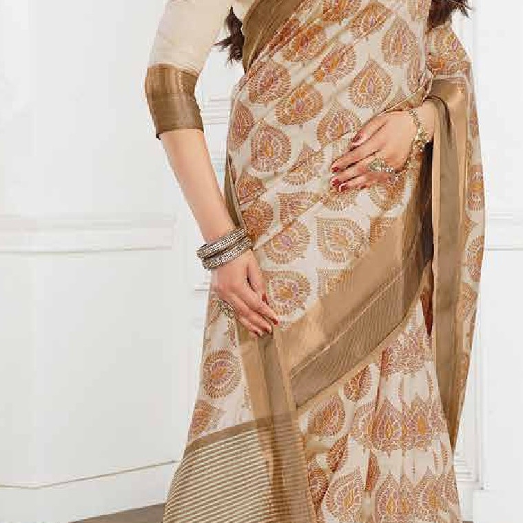 Beautiful Printed Cotton Silk Sarees With Zari Work Border