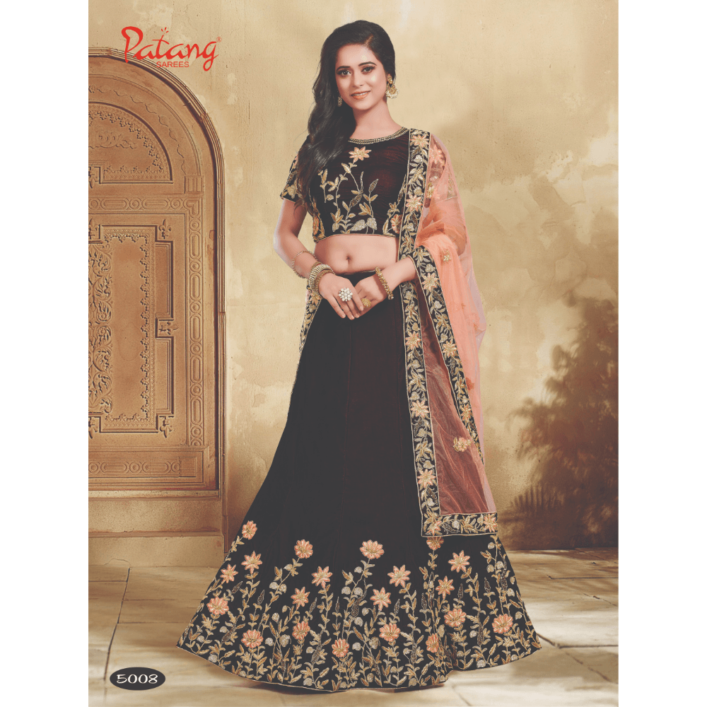 Designer Velvet Heavy Embroidered Indian Bride Wedding Collection Party Wear Lehengas