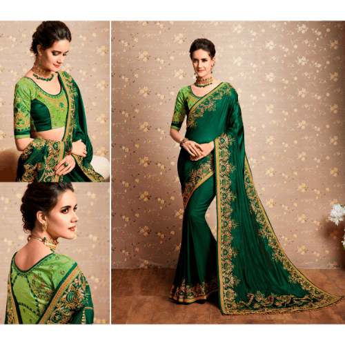 Party Wear Vichitra Slik Fabric Jari Thread Embroidered Work With Stone hand Work and Readymade less