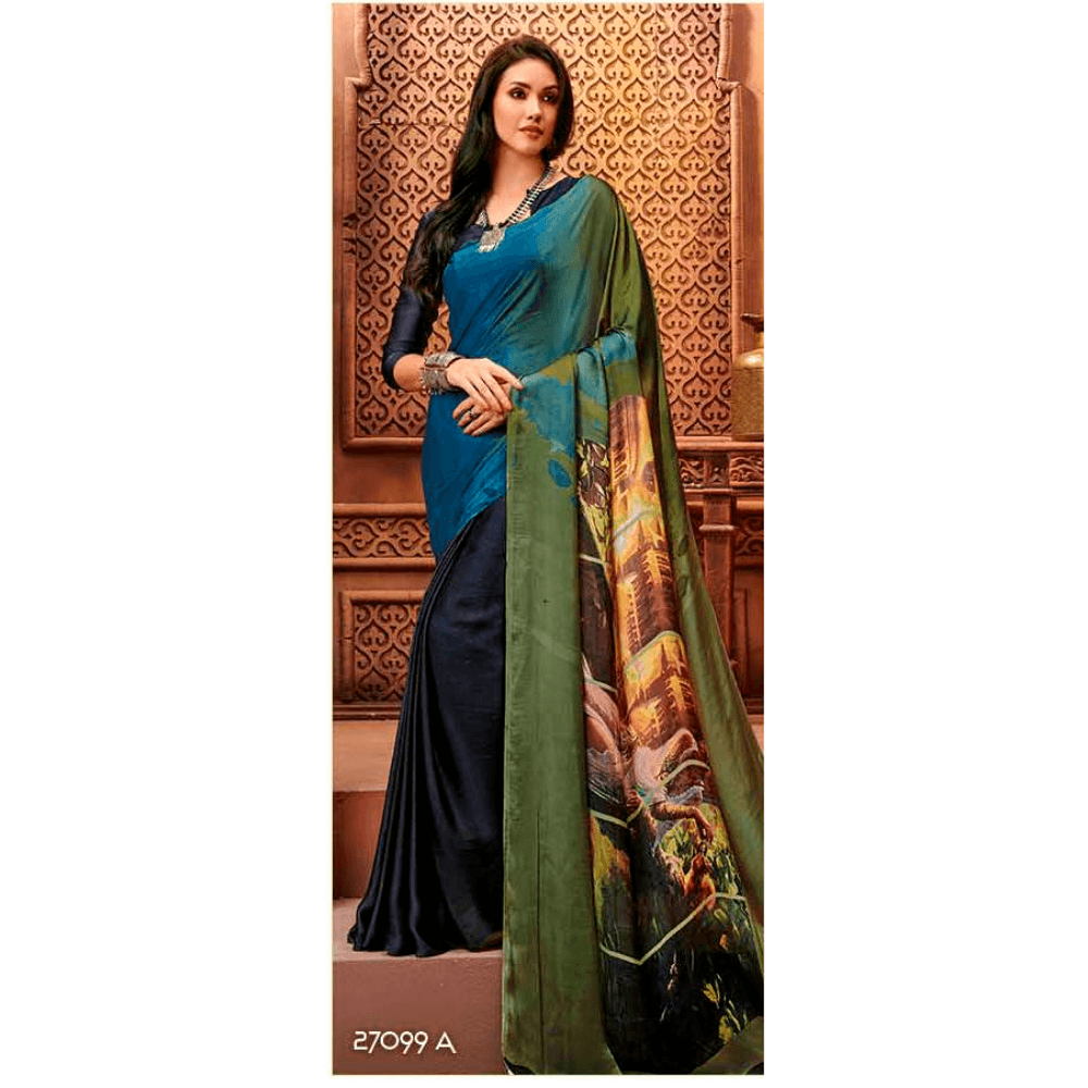 Beautiful Printed Multy Coloured Crepe Silk Sarees 