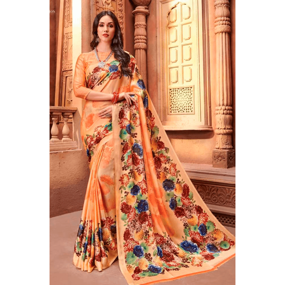Beautiful Printed Multy Coloured Crepe Silk Sarees 