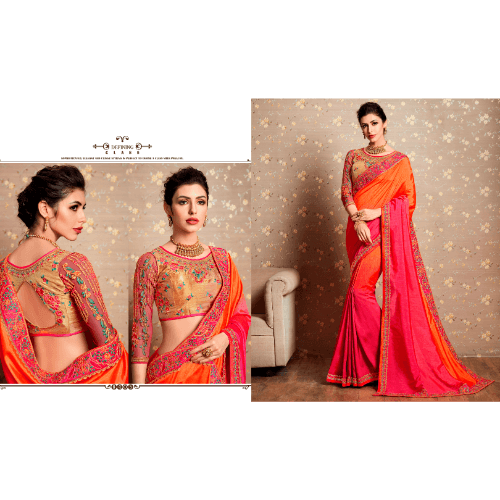 Party Wear Two Tone Georgette Silk Jari Thread Embroidered Work with Stone hand Work and Readymade less