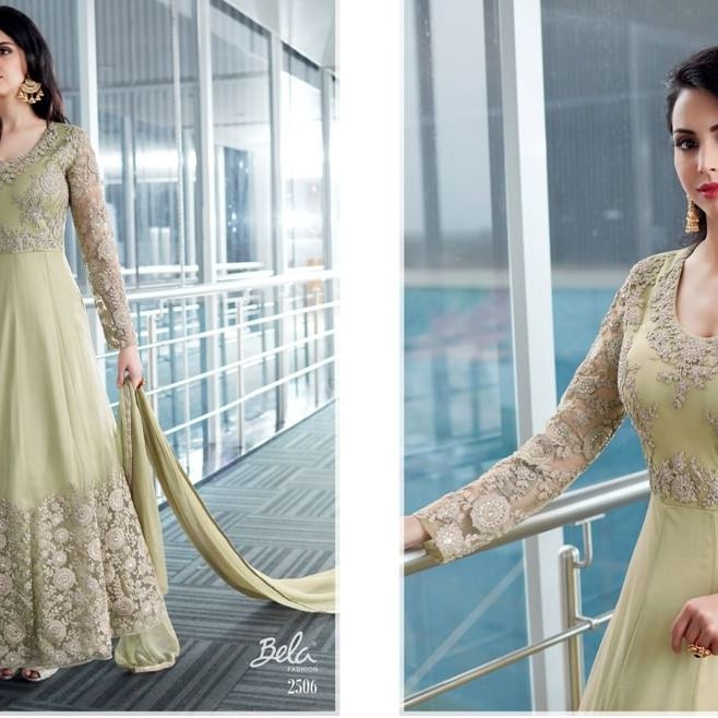  Designer Heavy Party Waer & Occasional Wear Olive Green Color Suit