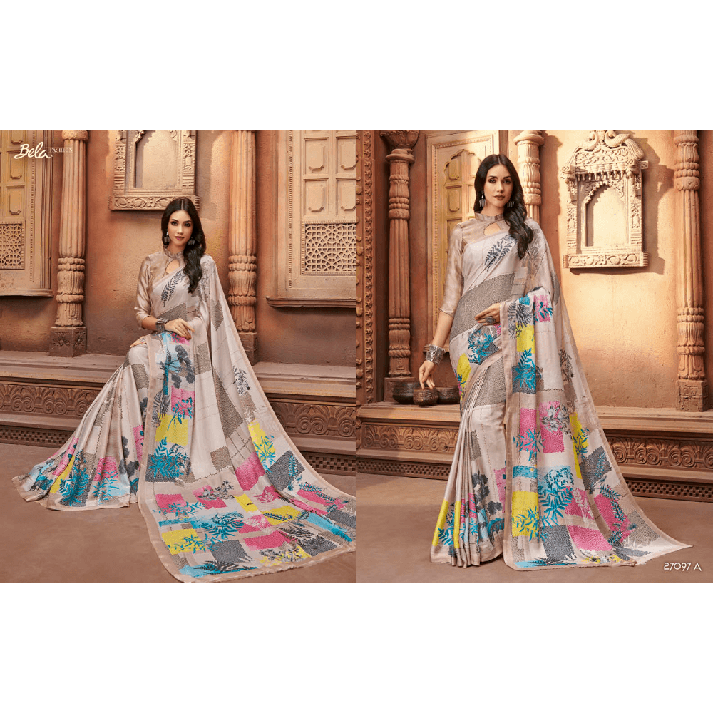 Beautiful Printed Multy Coloured Crepe Silk Sarees 