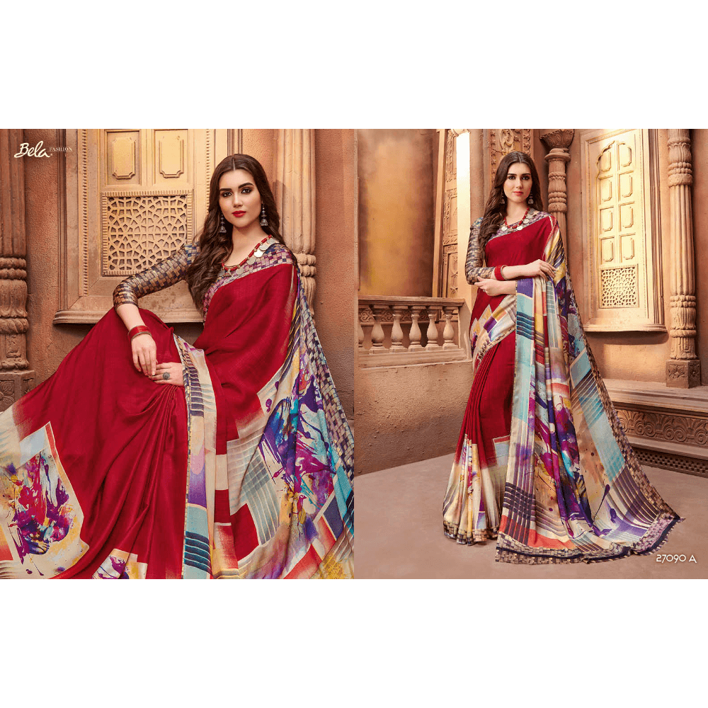 Beautiful Printed Multy Coloured Crepe Silk Sarees 