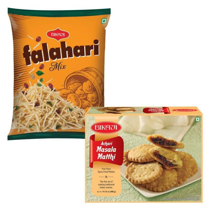 Bikaji Foods Falahari Mix 200gms and Achari Masala Mathri 400gm Combo