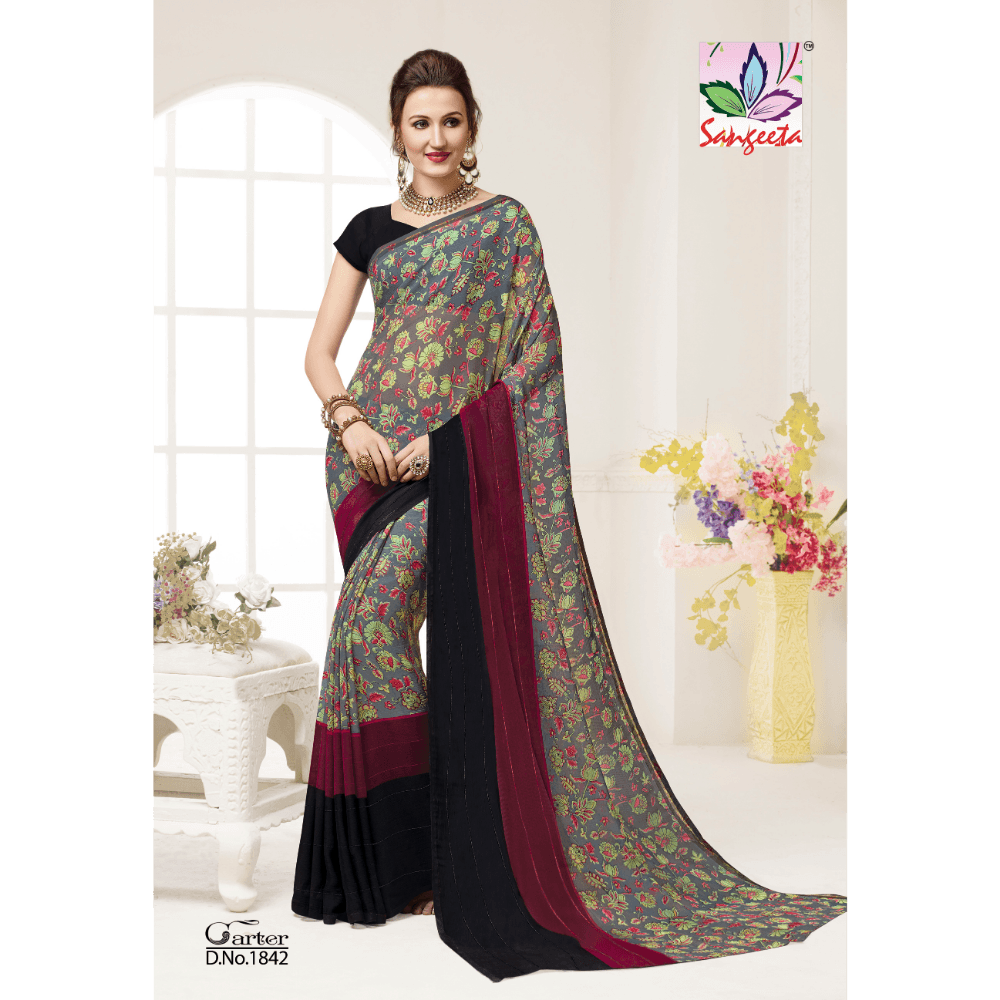 Chiffon Zari Pattern Sarees 