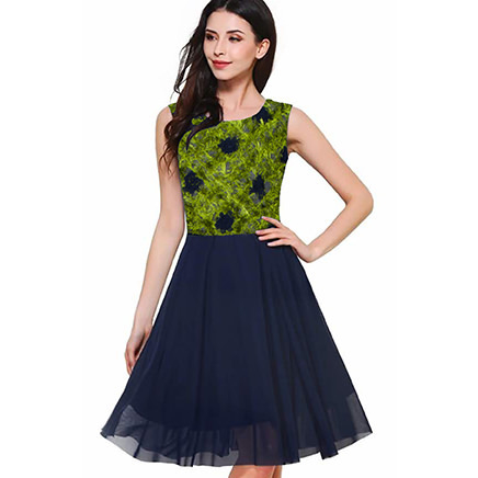 Kartiklifestyle Designer Western  Dress Fabric Premium Georgette, Inner- Heavy American Crepe Stitched Kurtis.