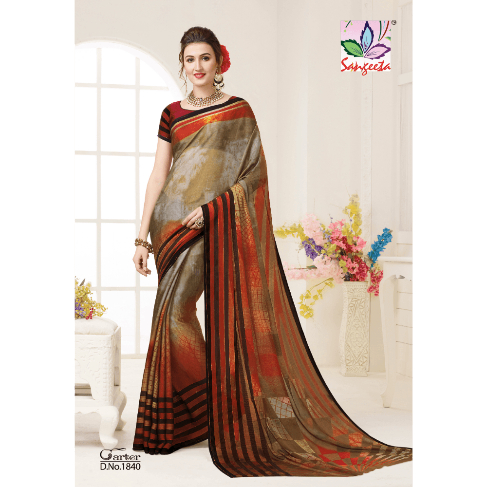Chiffon Zari Pattern Sarees 