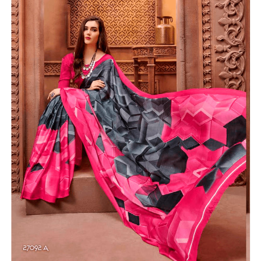 Beautiful Printed Multy Coloured Crepe Silk Sarees 