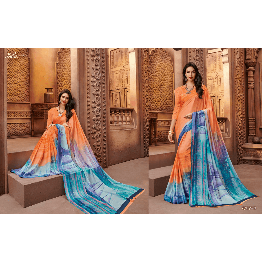 Beautiful Printed Multy Coloured Crepe Silk Sarees 