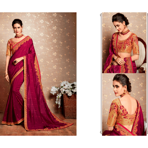 Party Wear Two Tone Barfi Silk Jari Thread Embroidered Work with Stone hand work and Readymade Less