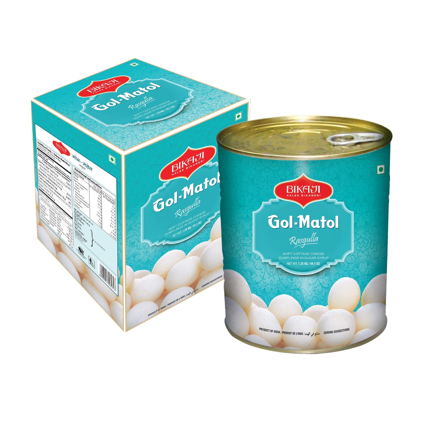 Bikaji Foods Rasgulla 1.25 kg each (Pack of 2)