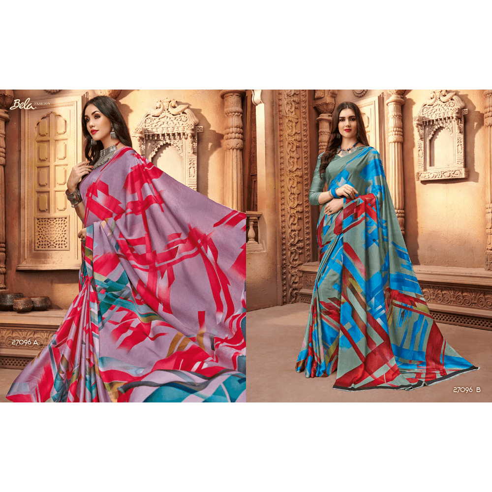 Beautiful Printed Multy Coloured Crepe Silk Sarees 