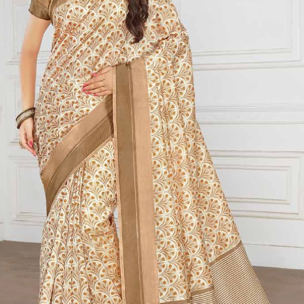 Beautiful Printed Cotton Silk Sarees With Zari Work Border