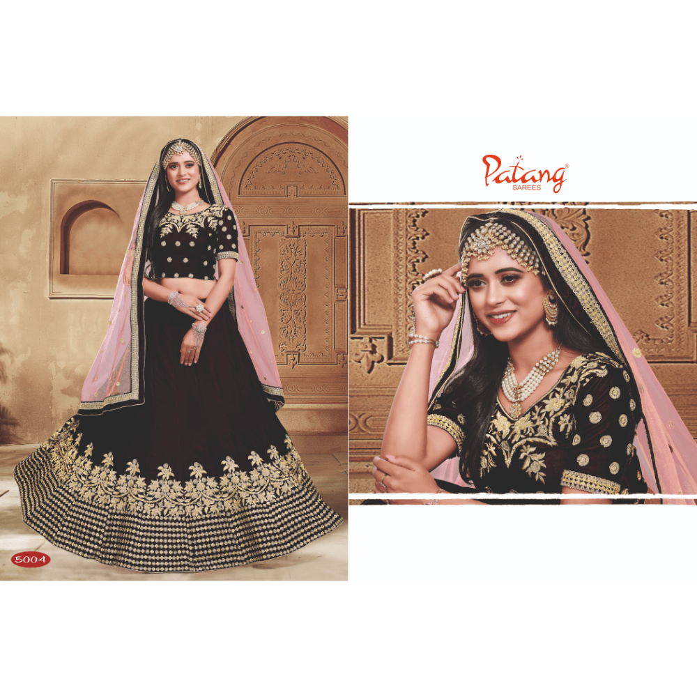 Designer Velvet Heavy Embroidered Indian Bride Wedding Collection Party Wear Lehengas