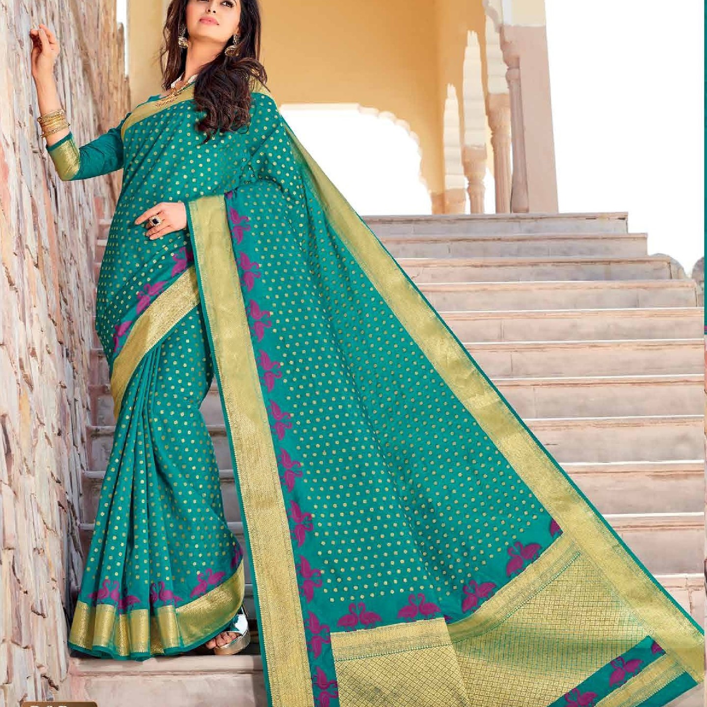 Beautiful Traditional Looking Banarasi Silk Sarees With Zari Thread Work.